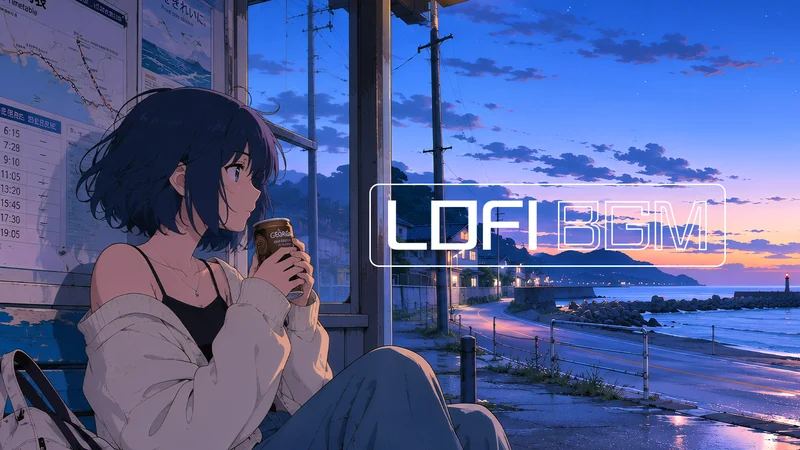 夕暮れのバス停
